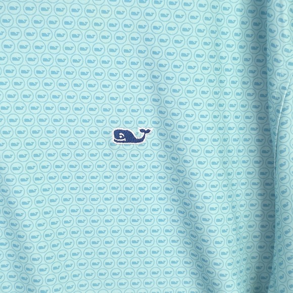 Vineyard Vines Performance Men's XXL Golf Shirt‎ Polo Micro Whale AOP Aqua NWT - Picture 3 of 11